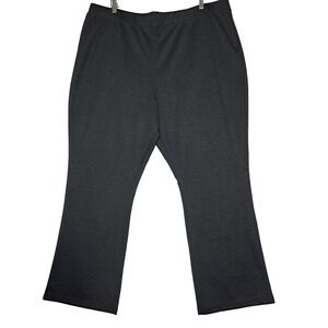 Woman Within Knit Pants Plus 26W Charcoal Grey Bootcut‎ Stretch Cotton Pull On